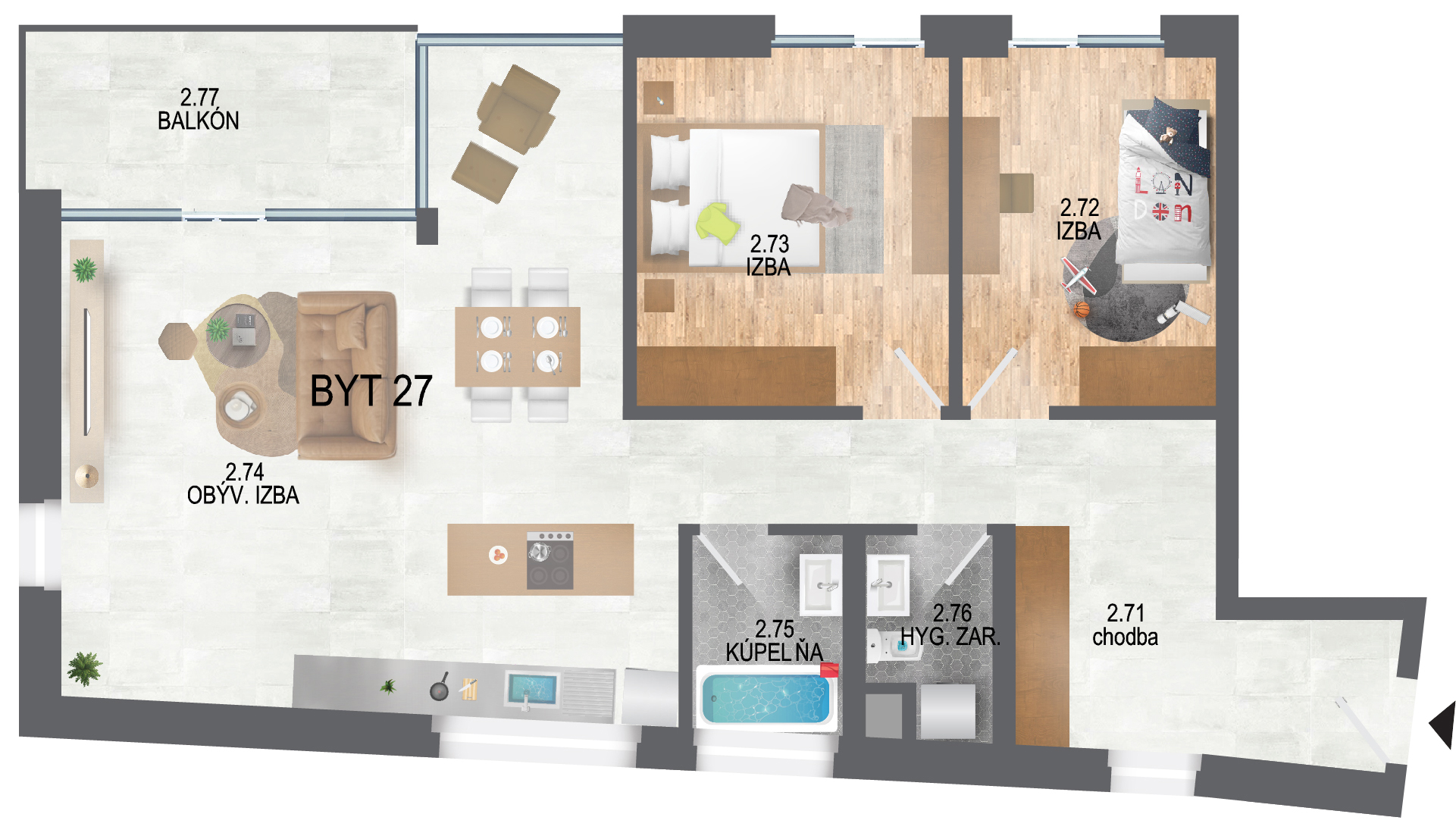 Pôdorys bytu B27