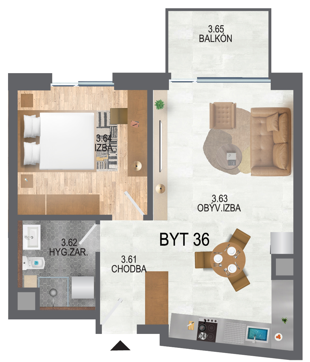 Pôdorys bytu B36