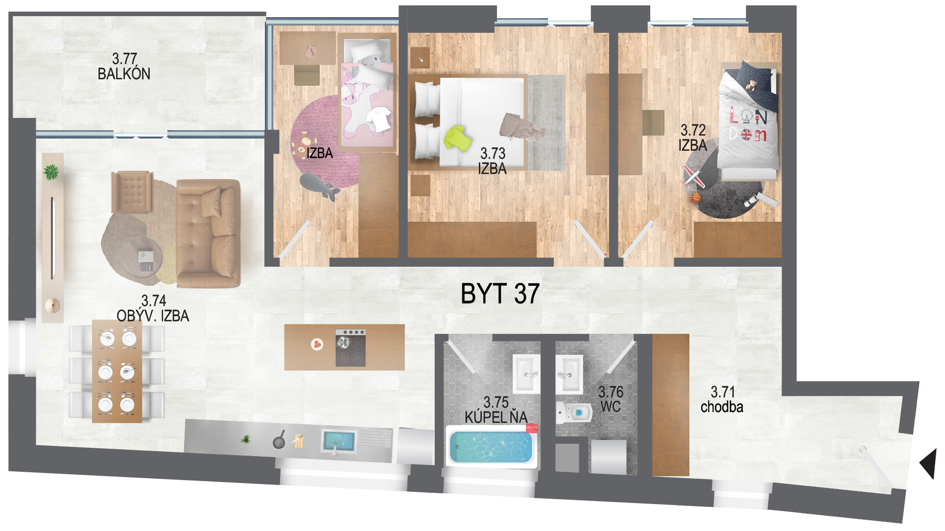 Pôdorys bytu B37